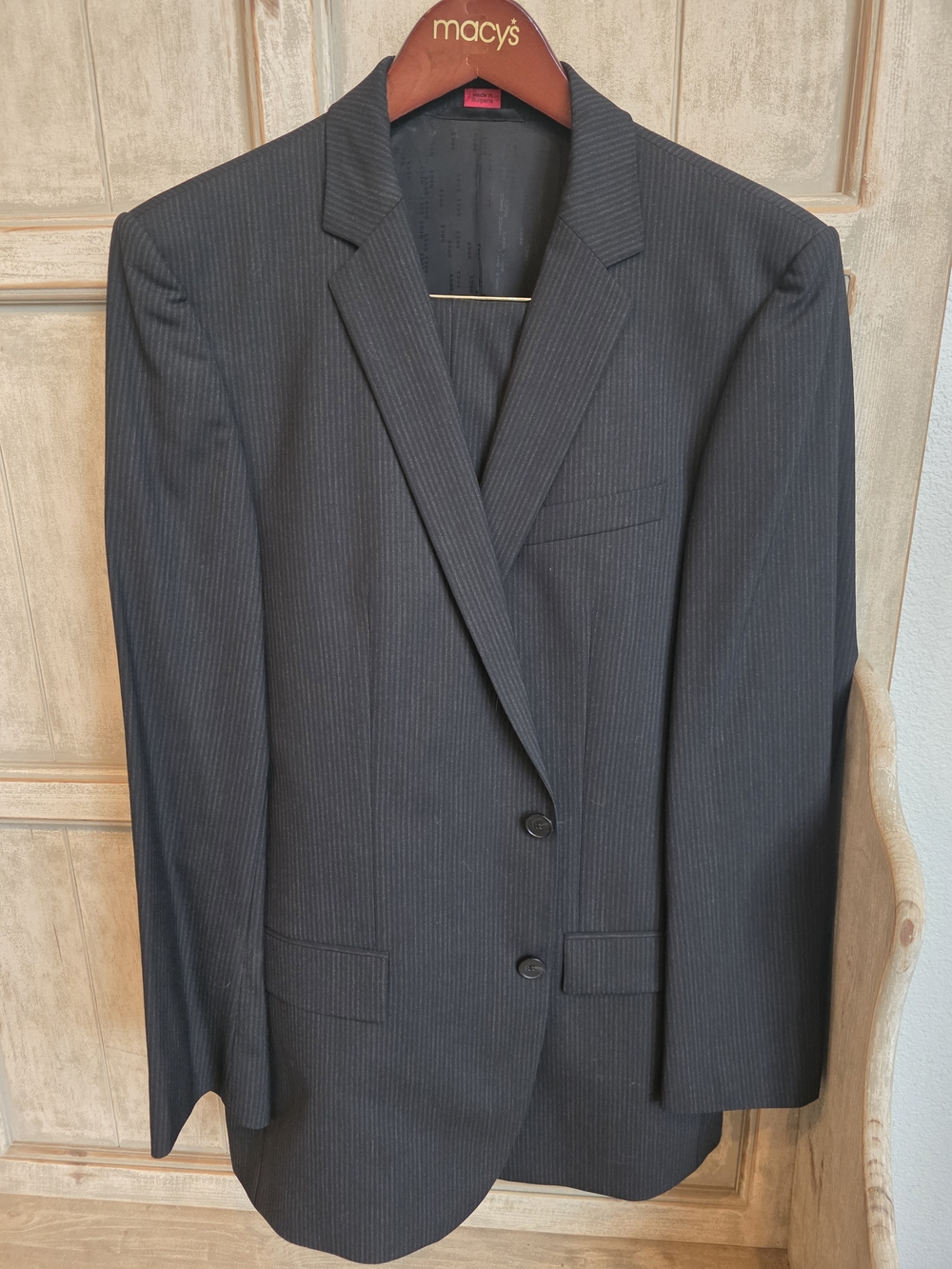 HUGO Men's Charcoal Pinstripe Two-Button Suit